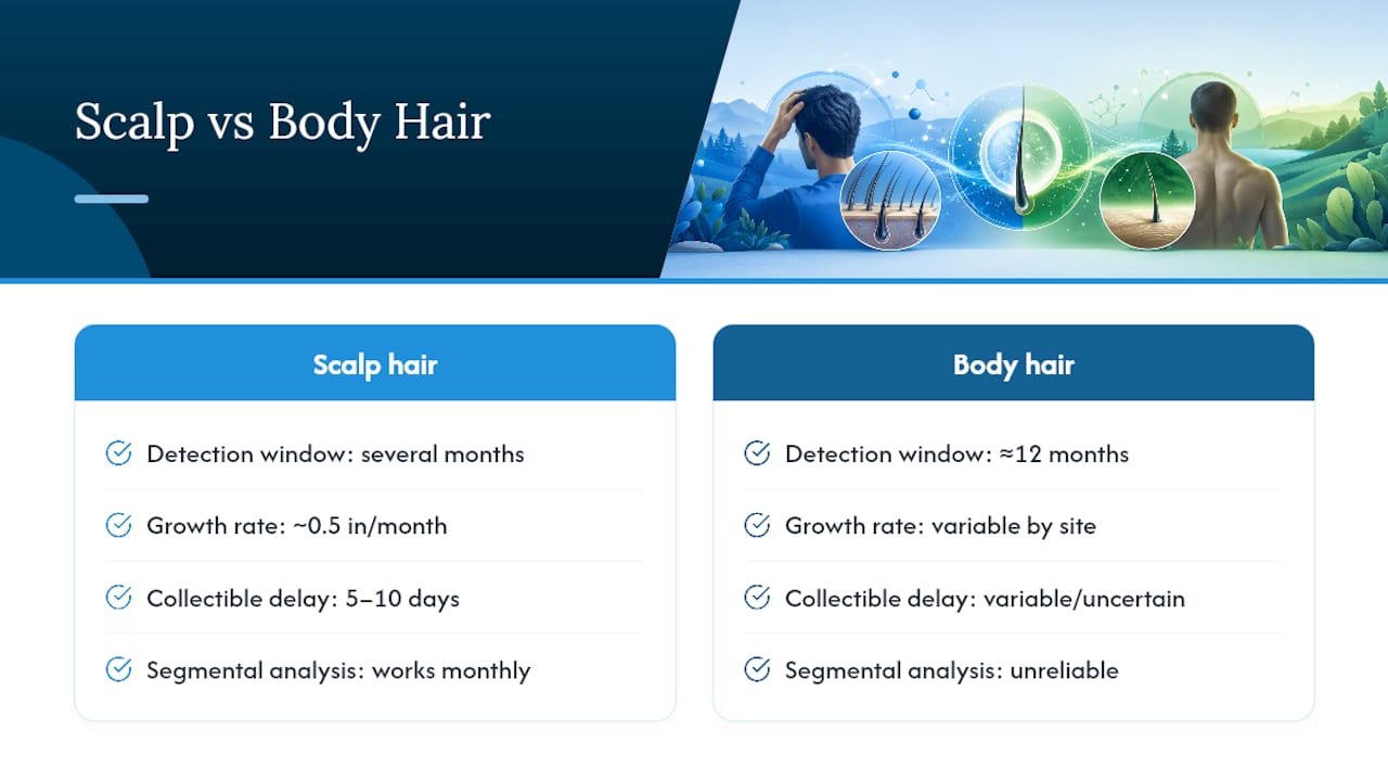 Scalp and body hair detection window comparison