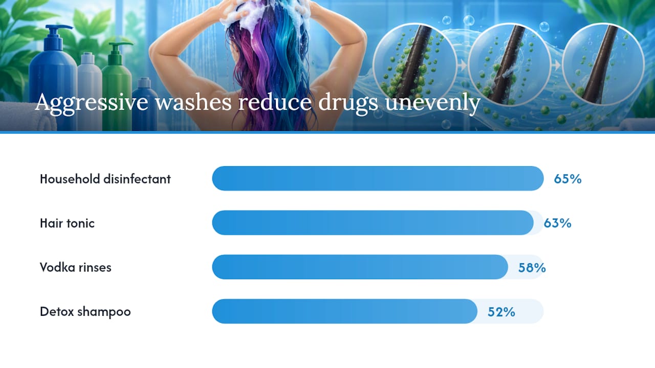 What research says about dyeing, bleaching, and drug test results — overview diagram