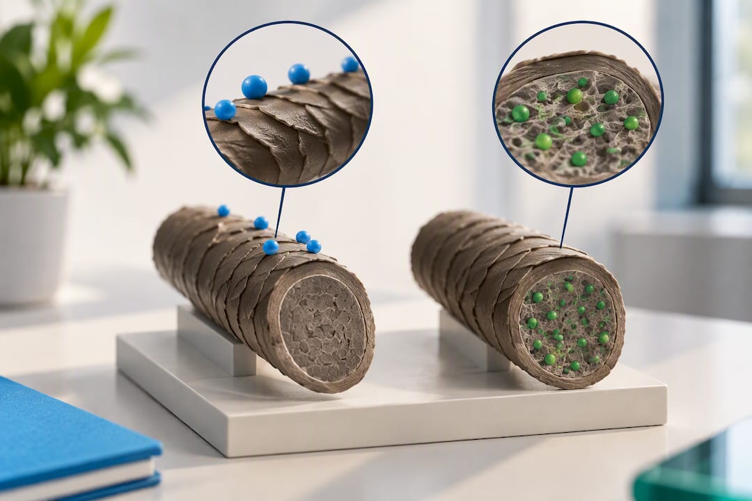 Illustration contrasting surface contamination and metabolites