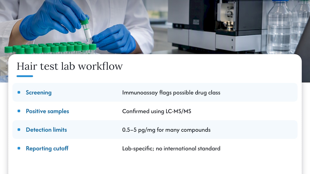Hair test screening and confirmation workflow