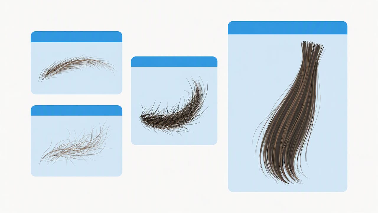 Different hair types shown as test specimens