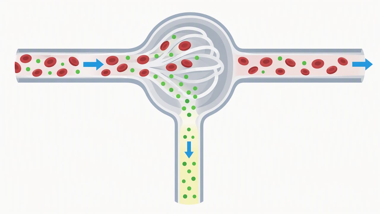 Kidney filtration routes drug metabolites into urine
